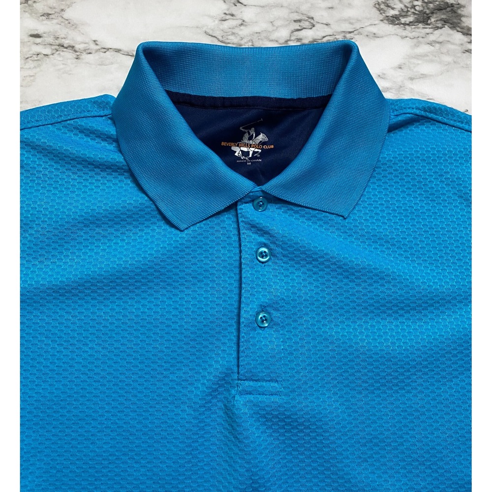 Beverly Hill Polo Club Men's Polo Shirt Size M‎ Blue Short Sleeve Emb Logo - Picture 2 of 9